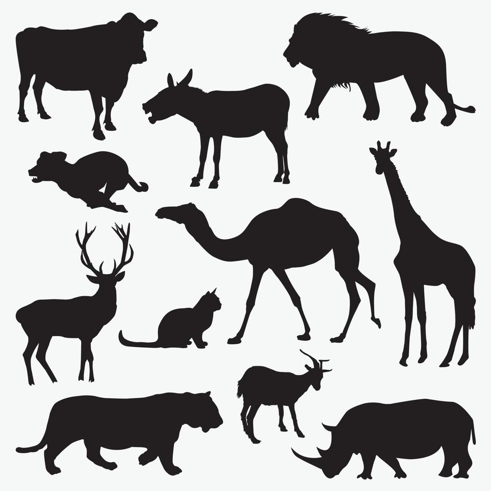 dieren silhouetten vector sjablonen ontwerpset