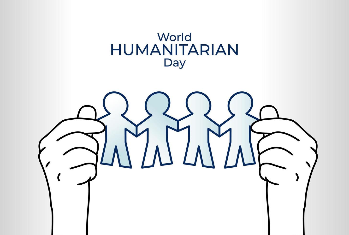 wereld humanitair dag concept ontwerp. hand- Holding menselijk keten papier illustratie vector