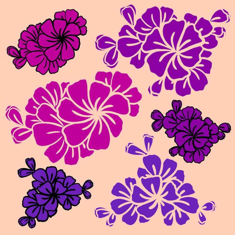 reeks vector bloemen. paars bloemen illustratie.