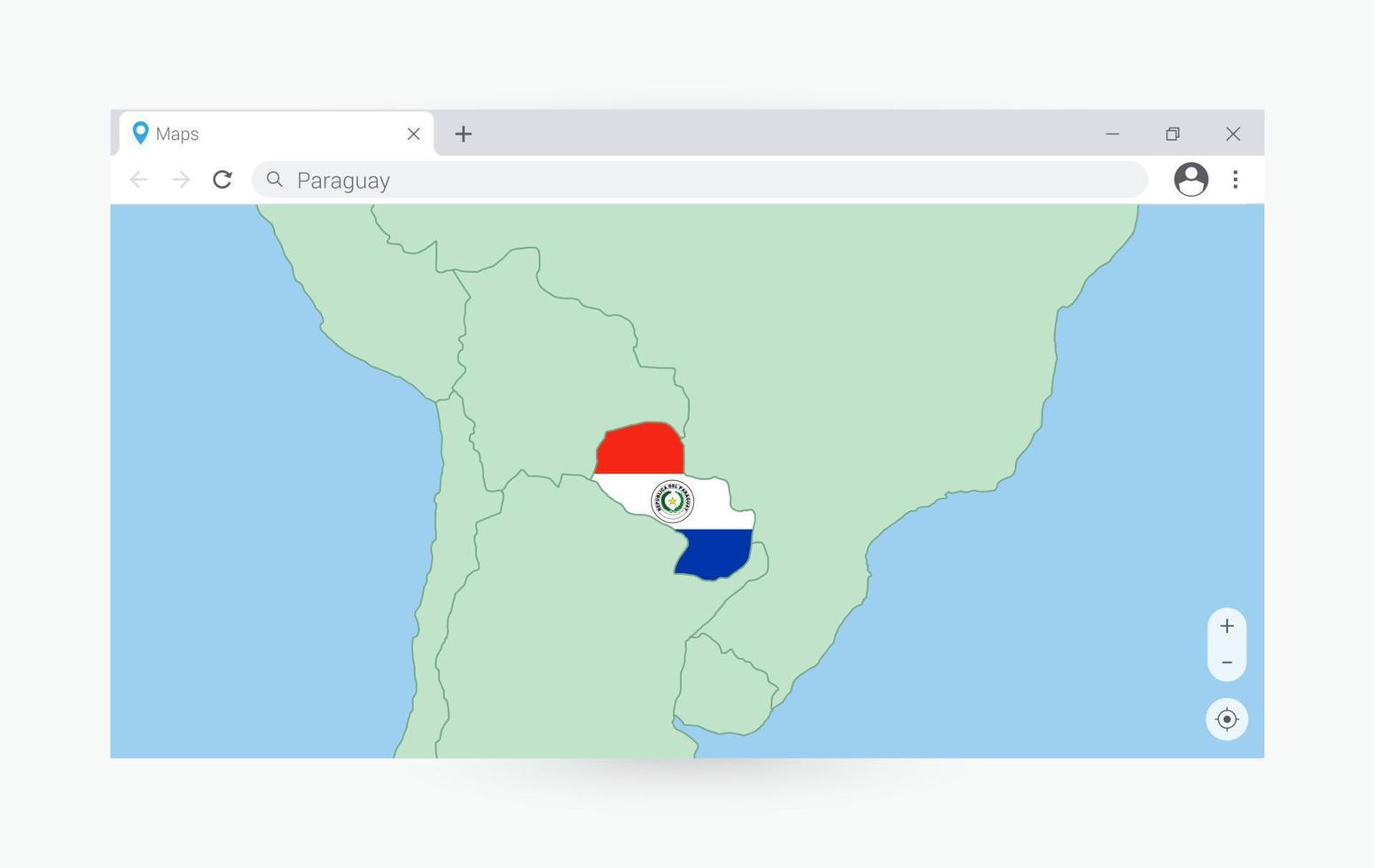 browser venster met kaart van Paraguay, zoeken Paraguay in internetten. vector