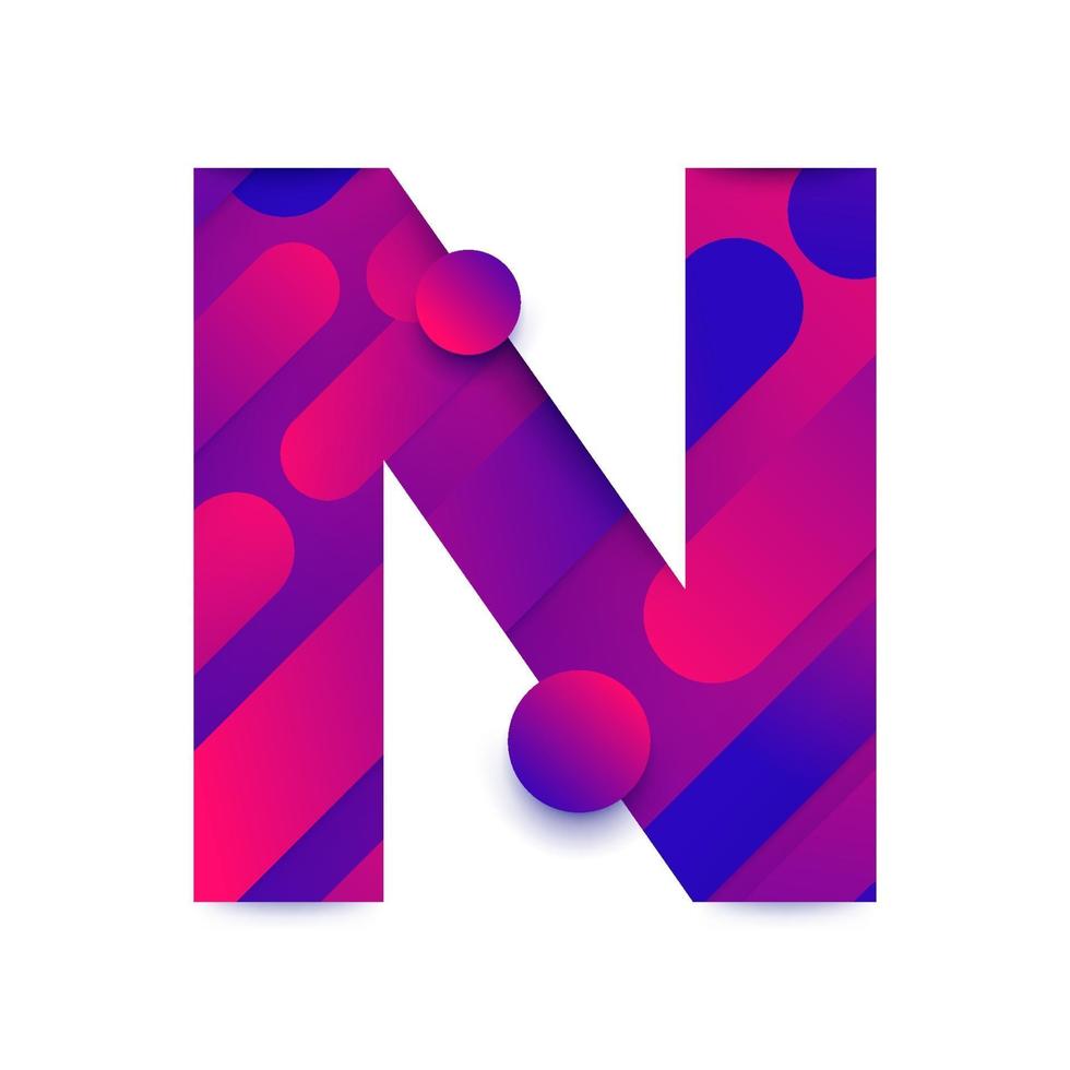 alfabet brief met abstracte achtergrond met kleurovergang. letter n vector