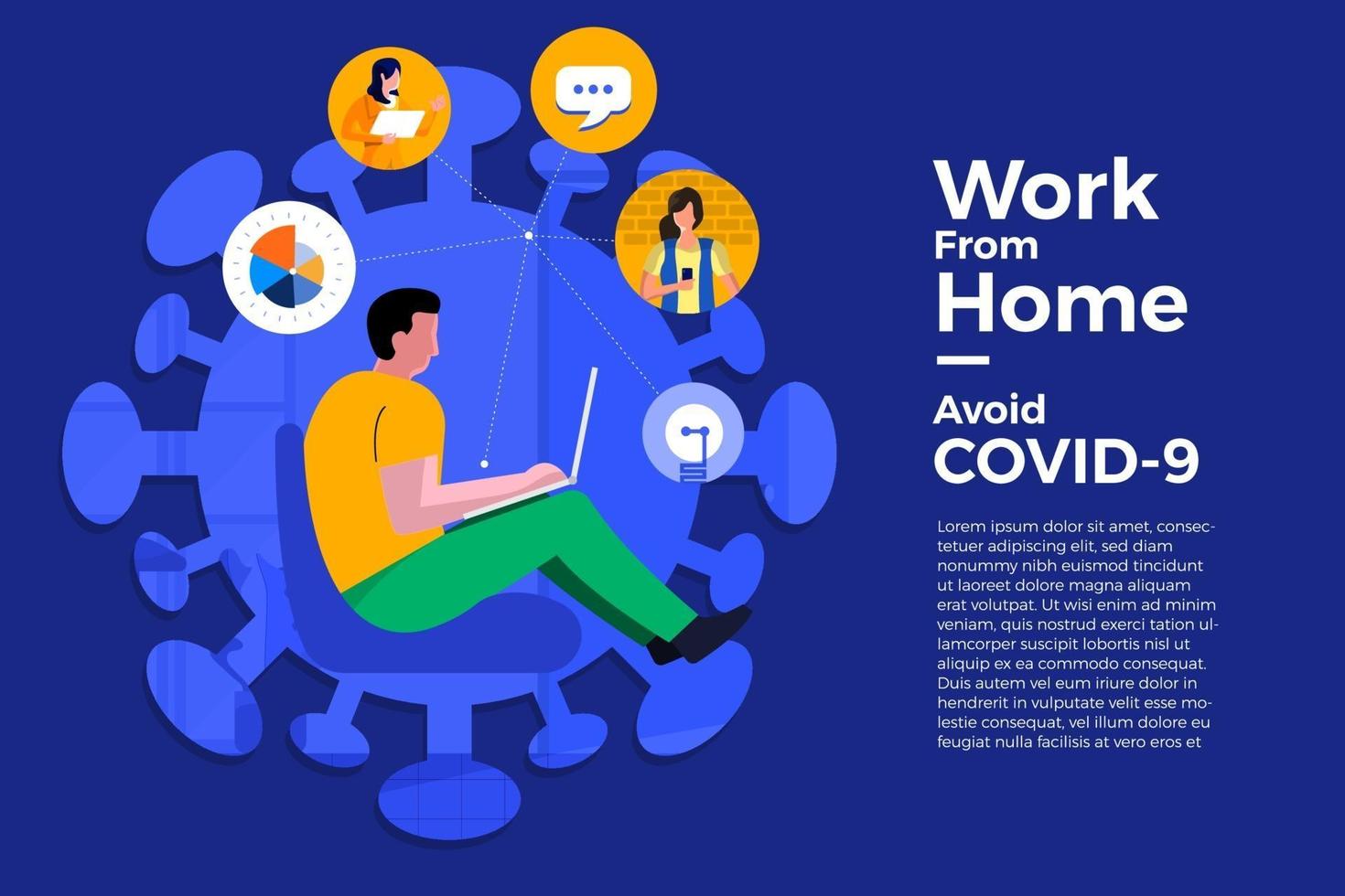 coronavirus (COVID-19. het bedrijf stelt medewerkers in staat om vanuit huis te werken om virussen te voorkomen vector