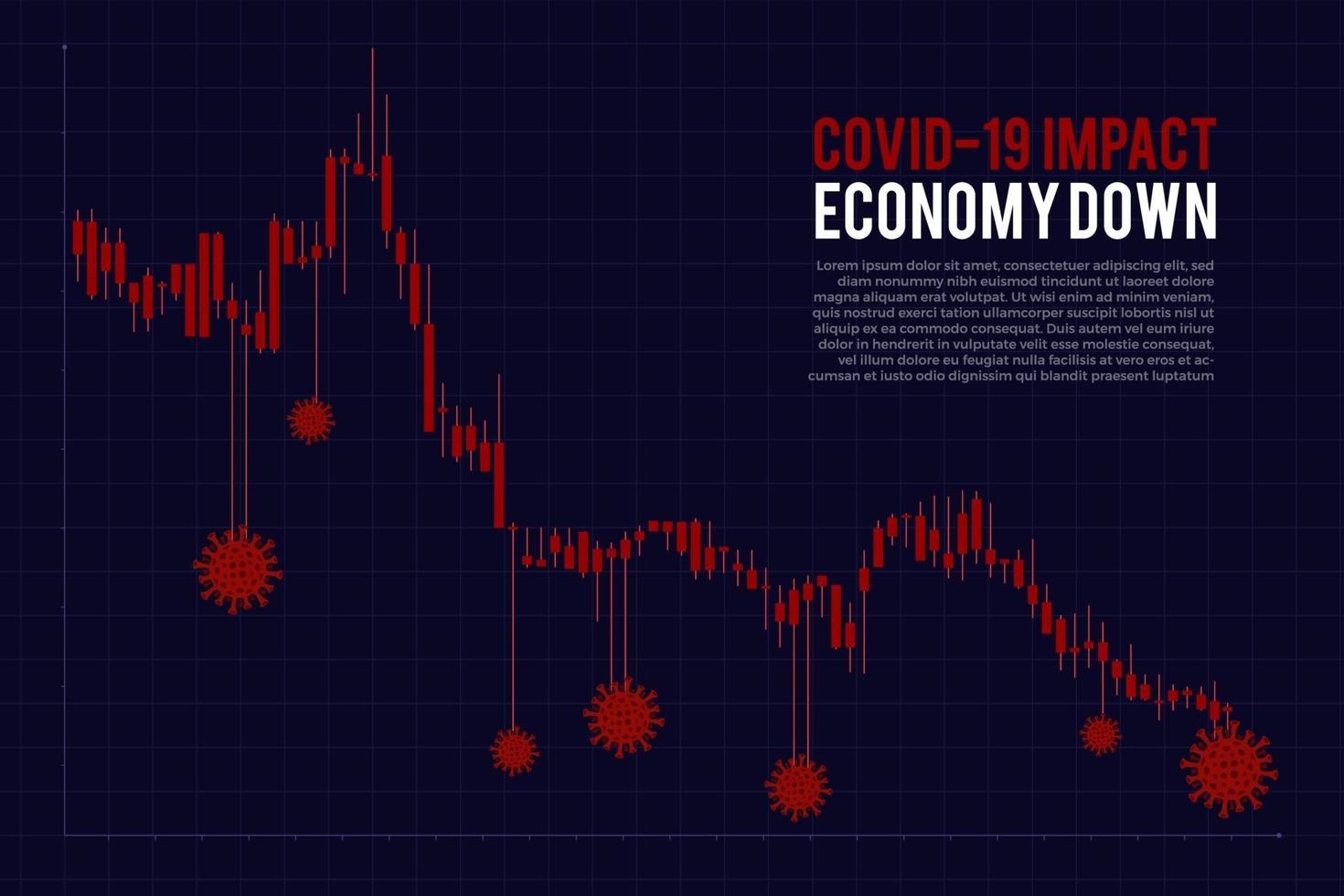 covid-19 negatieve invloed op de economische grafiek vector