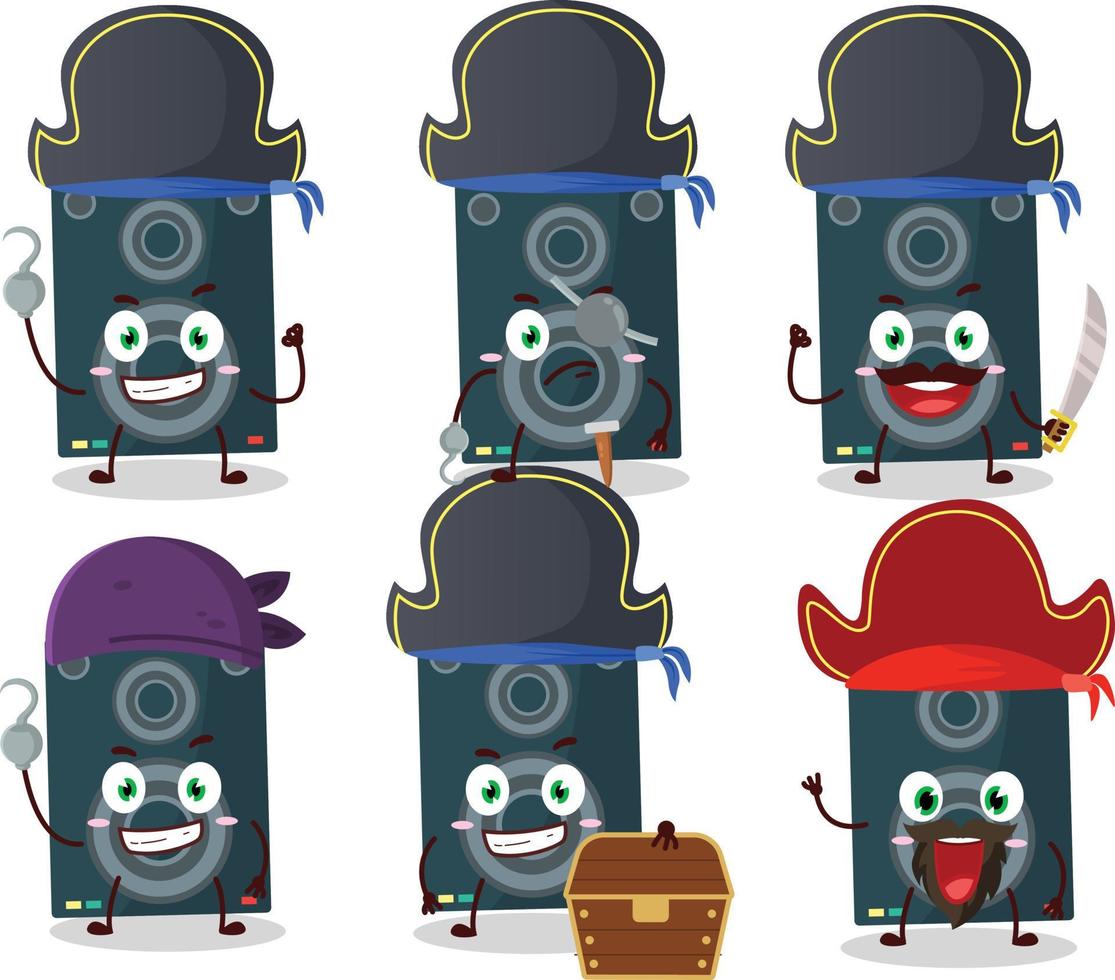 tekenfilm karakter van luidspreker met divers piraten emoticons vector