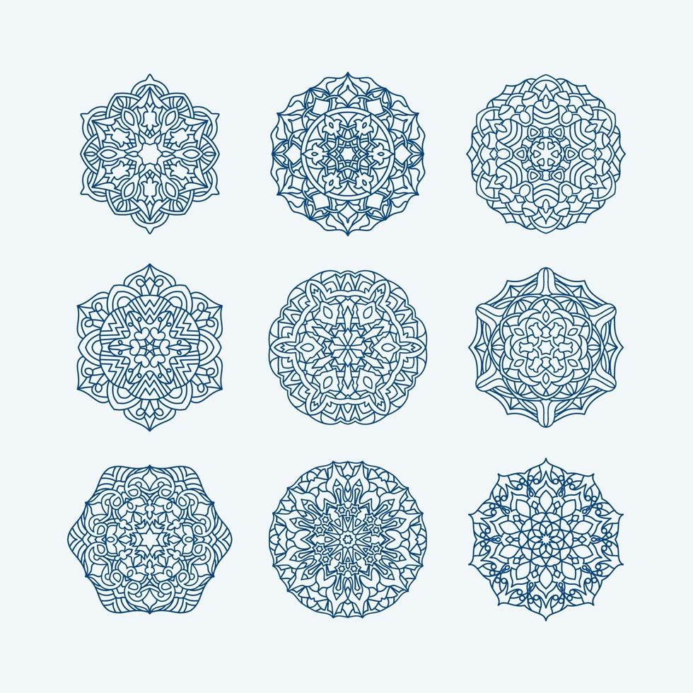 mandala's collectie. rond ornamentpatroon. vintage decoratieve elementen. hand getekende achtergrond. islamitische, arabische, indische, ottomaanse motieven. vector