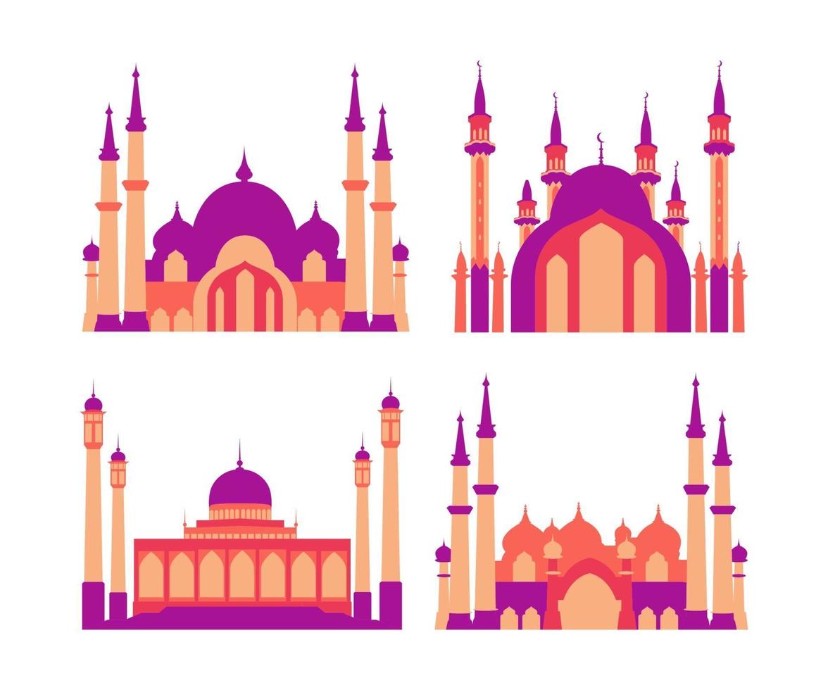 moderne platte elegante islamitische moskee bouwcollectie vector