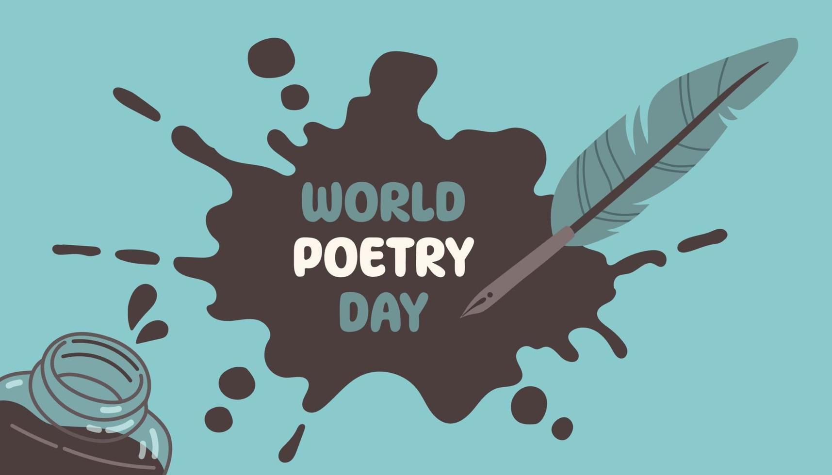 wereld poëzie dag, maart 21. vector illustratie van inktpot en veerkracht.