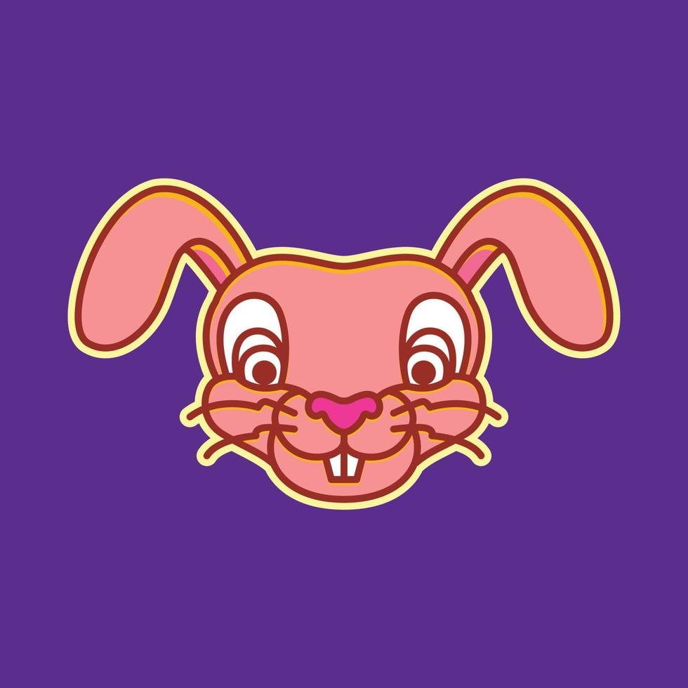 huisdieren konijn haas konijn gezicht hoofd lang oor mascotte tekenfilm schattig kleurrijk modern logo ontwerp vector