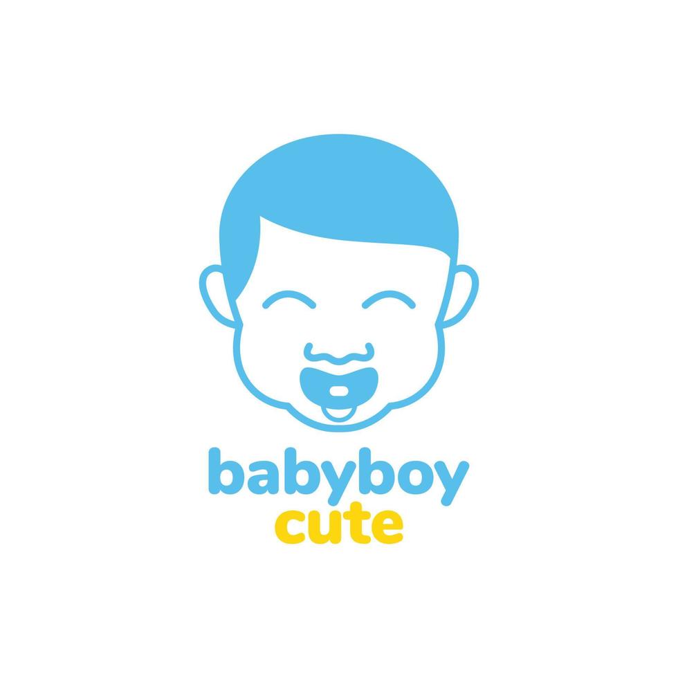 gezicht hoofd netjes haar- baby jongen fopspeen glimlach gelukkig schattig mascotte tekenfilm logo ontwerp vector