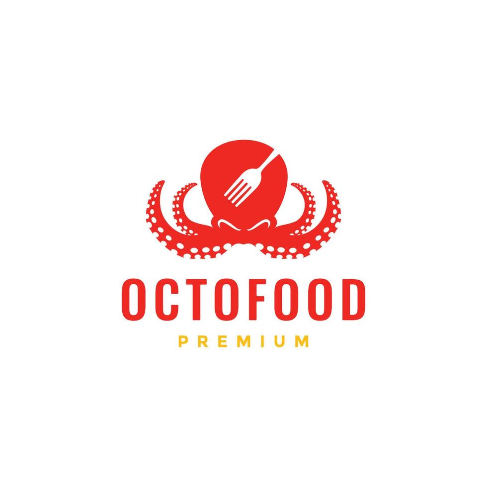 Octopus voelhoorn zeevruchten voedsel vork keuken Koken logo ontwerp vector