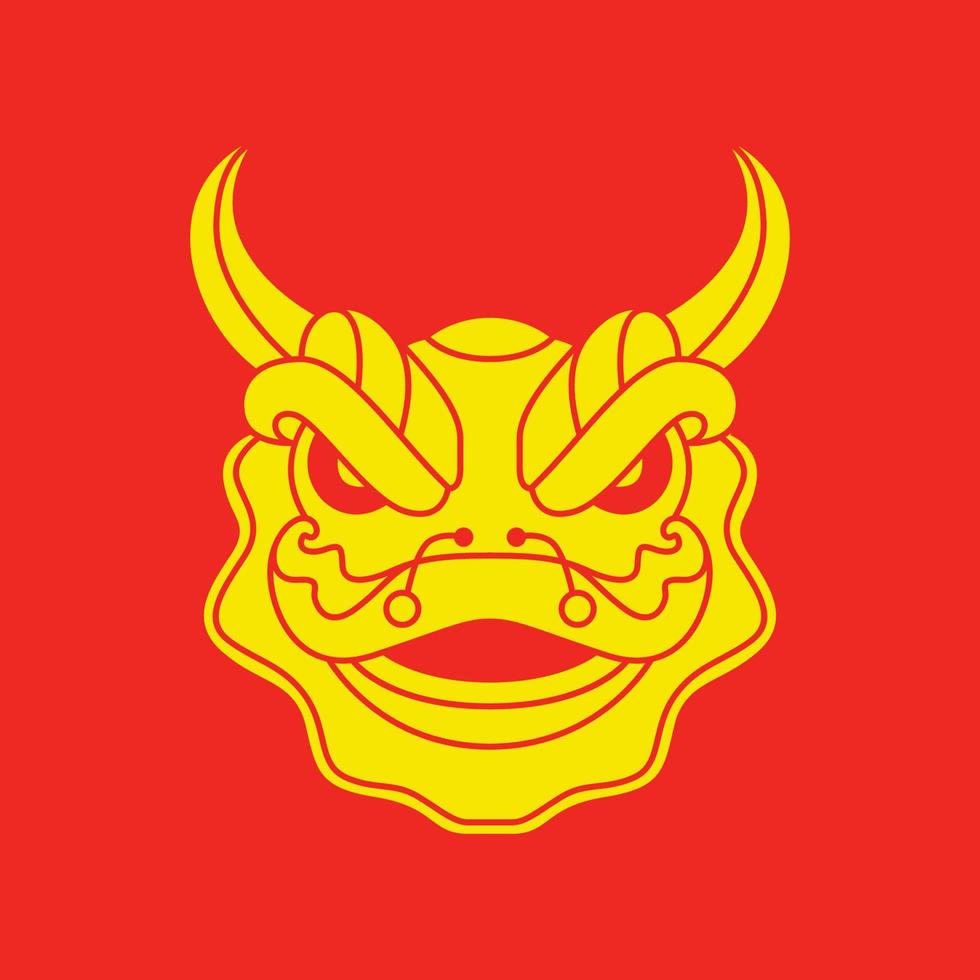 cultuur festival China traditioneel leeuw dans hoofd gehoornd kleurrijk abstract mascotte logo ontwerp vector