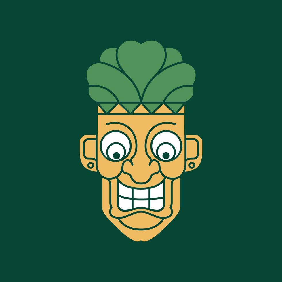 tribal masker hout cultuur stam etnisch mensen glimlach mascotte kleurrijk logo ontwerp vector