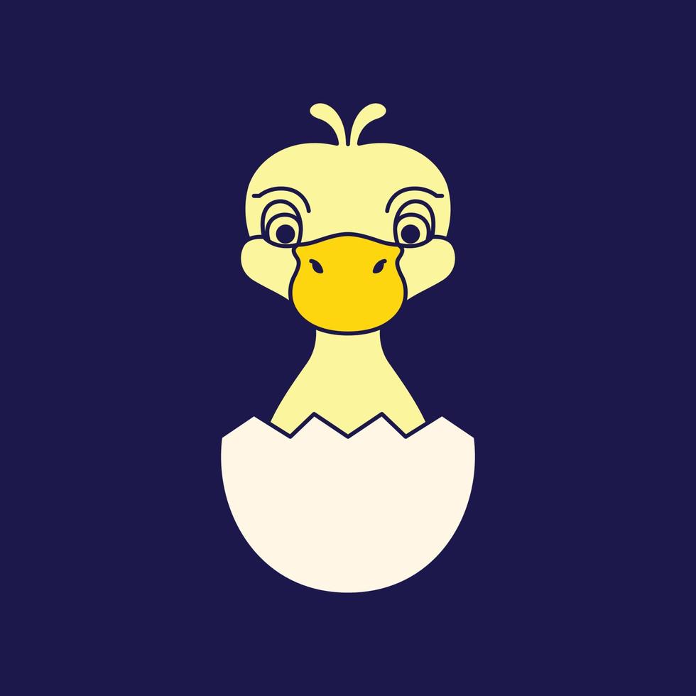 dier huisdieren gevogelte weinig eend eendje broeden ei schattig mascotte tekenfilm vlak logo ontwerp vector