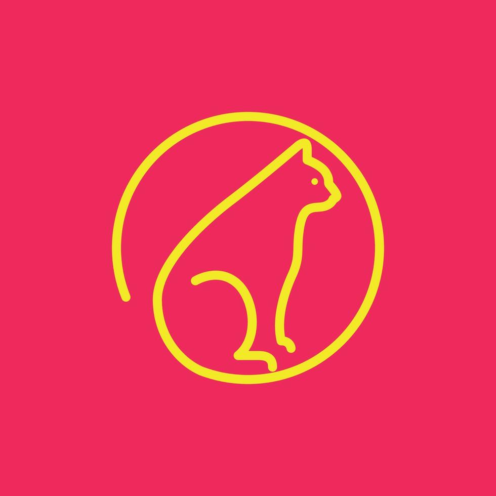 dier huisdieren kat pot katje lang staarten cirkel meetkundig modern gemakkelijk logo ontwerp vector