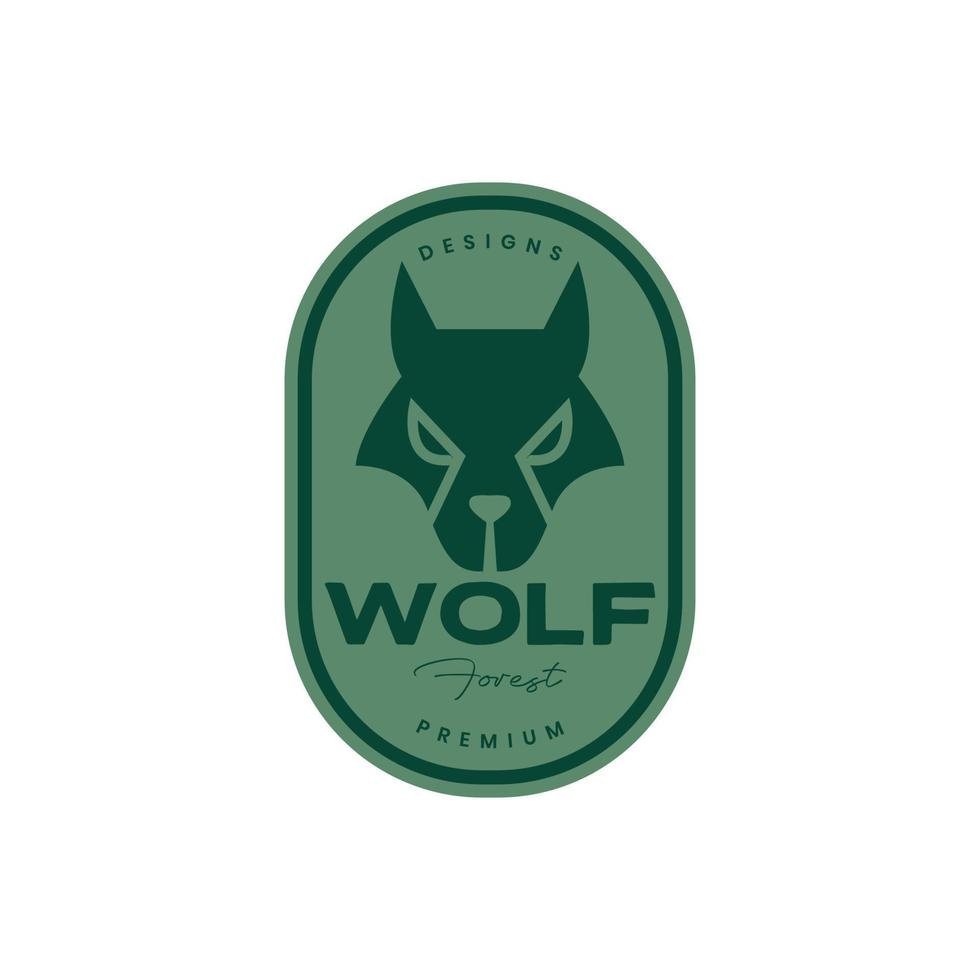 gezicht dieren in het wild Woud nachtelijk wolf gehuil insigne wijnoogst logo ontwerp vector