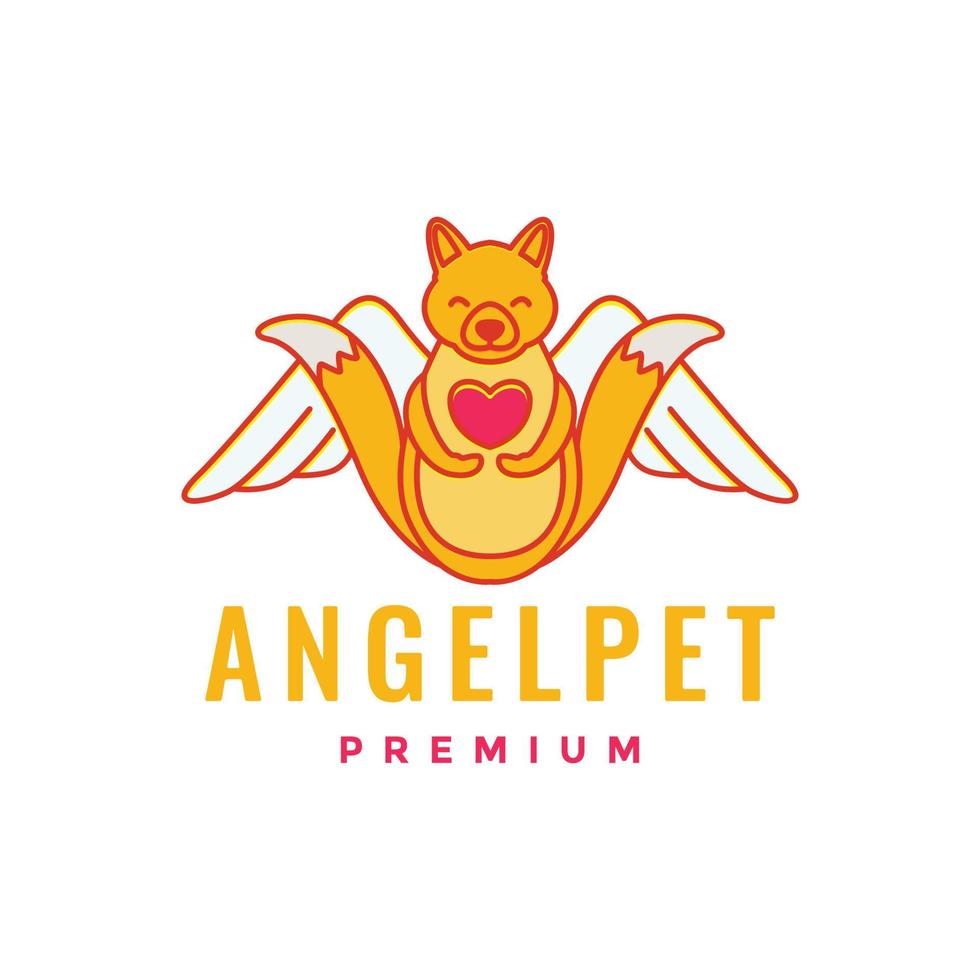 huisdieren hond puppy hoektand Vleugels engel liefde kleurrijk mascotte schattig glimlach logo ontwerp vector