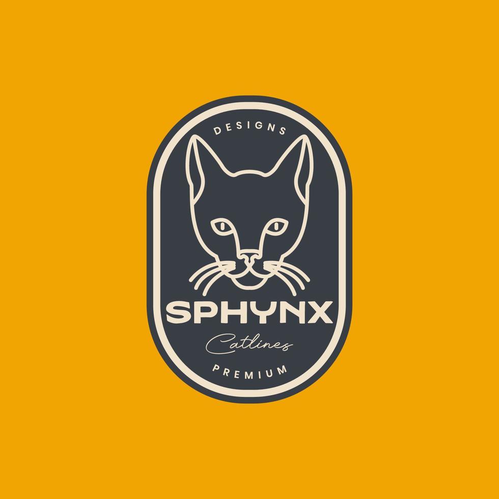 hoofd kat huisdieren sphynx katje lijn minimaal wijnoogst sticker logo ontwerp vector