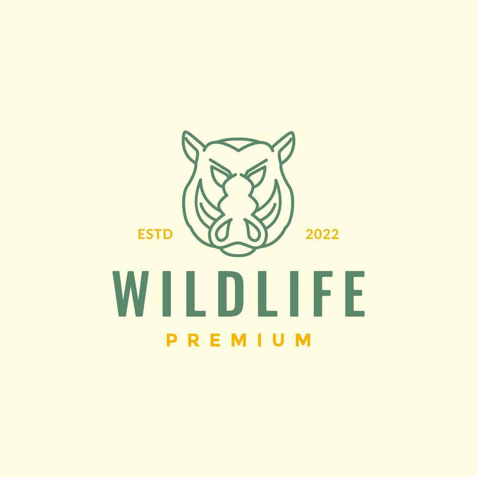 dieren in het wild dier wild zwijn hoofd Gevaar lijn kunst Woud logo ontwerp vector