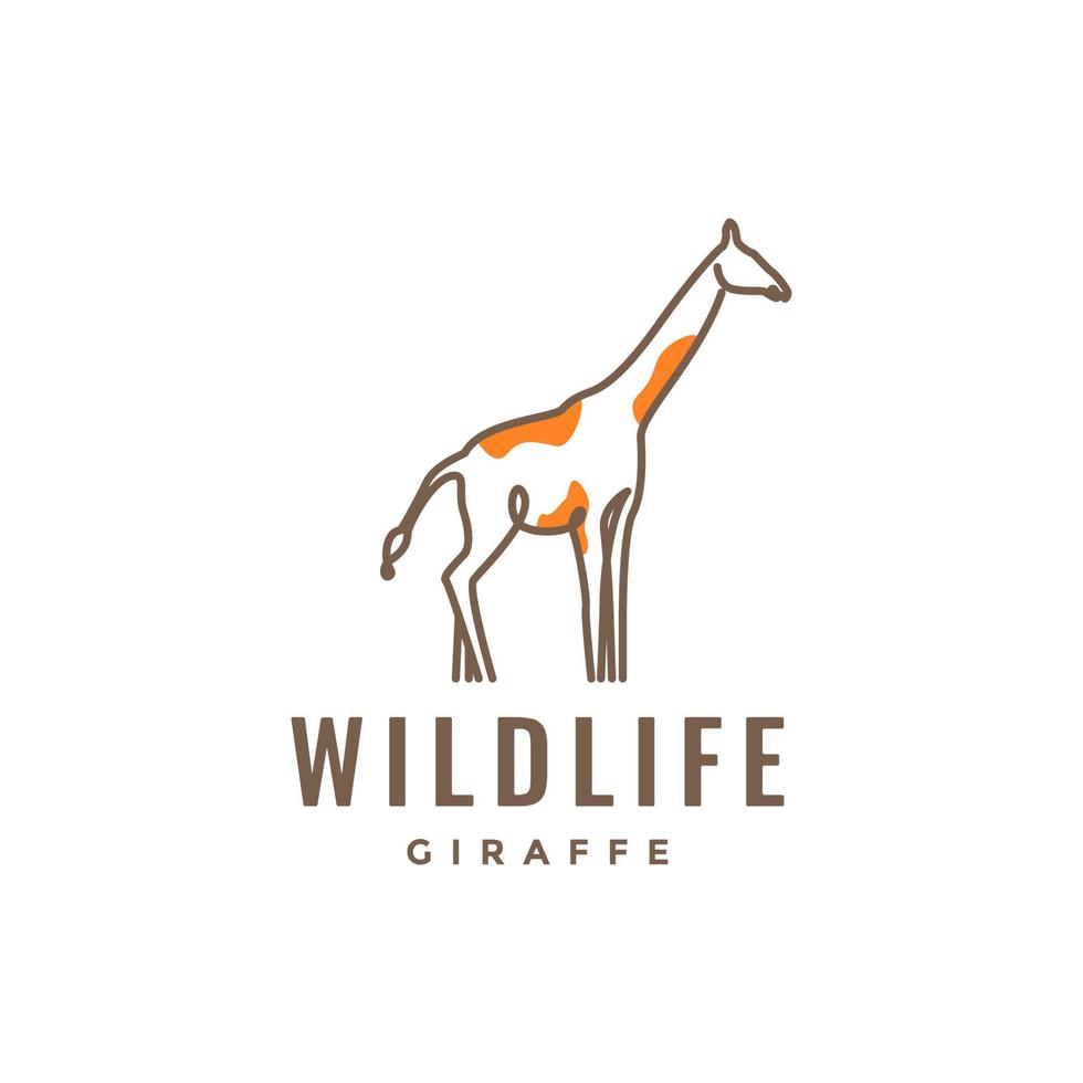 dieren in het wild giraffe savanne Woud lijn kunst modern minimaal logo ontwerp vector