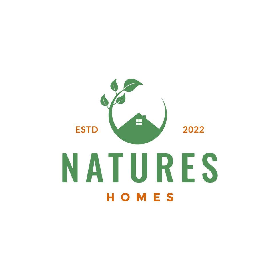 meetkundig natuur huis dak cabine bladeren boom buitenshuis logo ontwerp vector