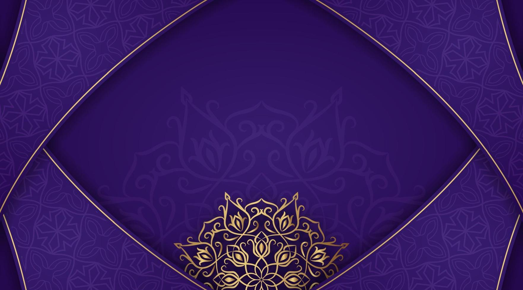 Purper achtergrond met gouden mandala ornament vector