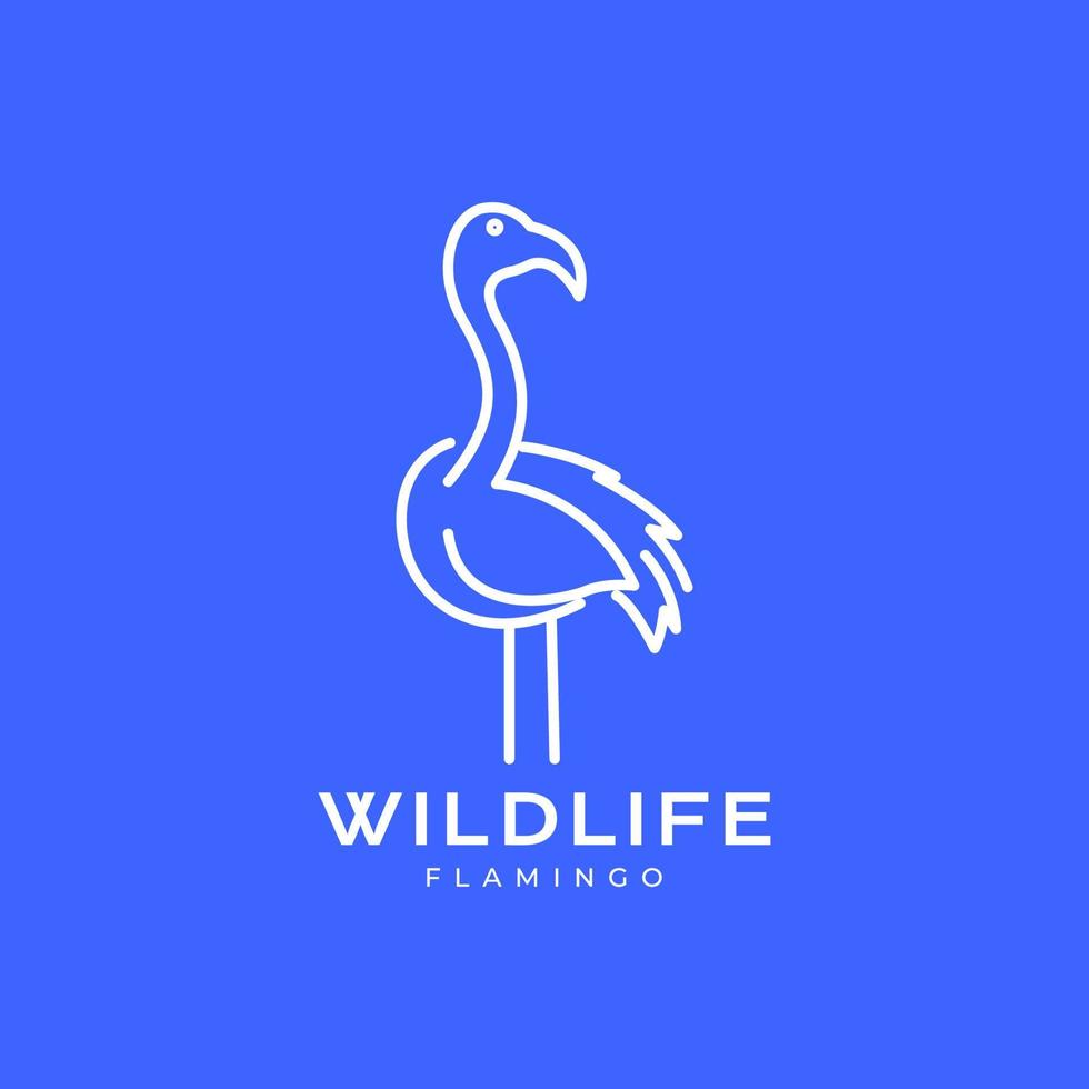 dieren in het wild vogel flamingo meer water lijn kunst modern minimaal logo ontwerp vector
