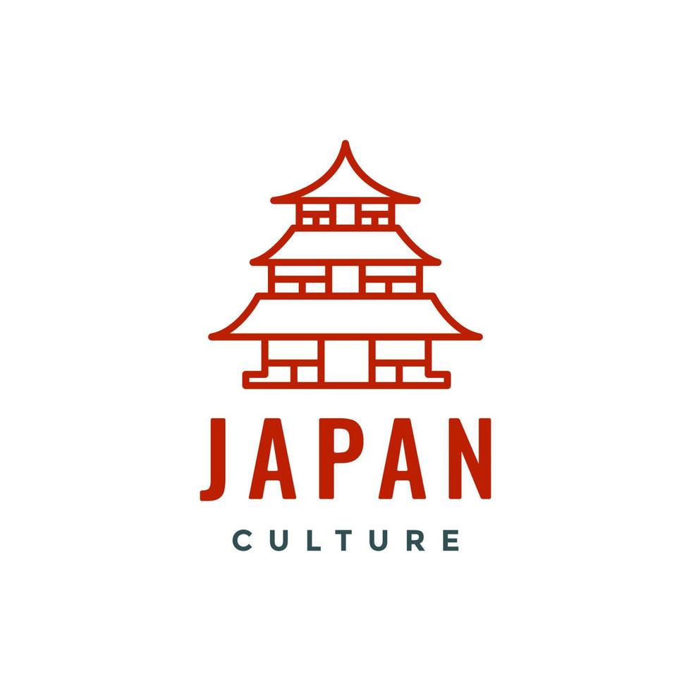 Japan huis kasteel legende hout oud lijn minimalistische logo ontwerp vector