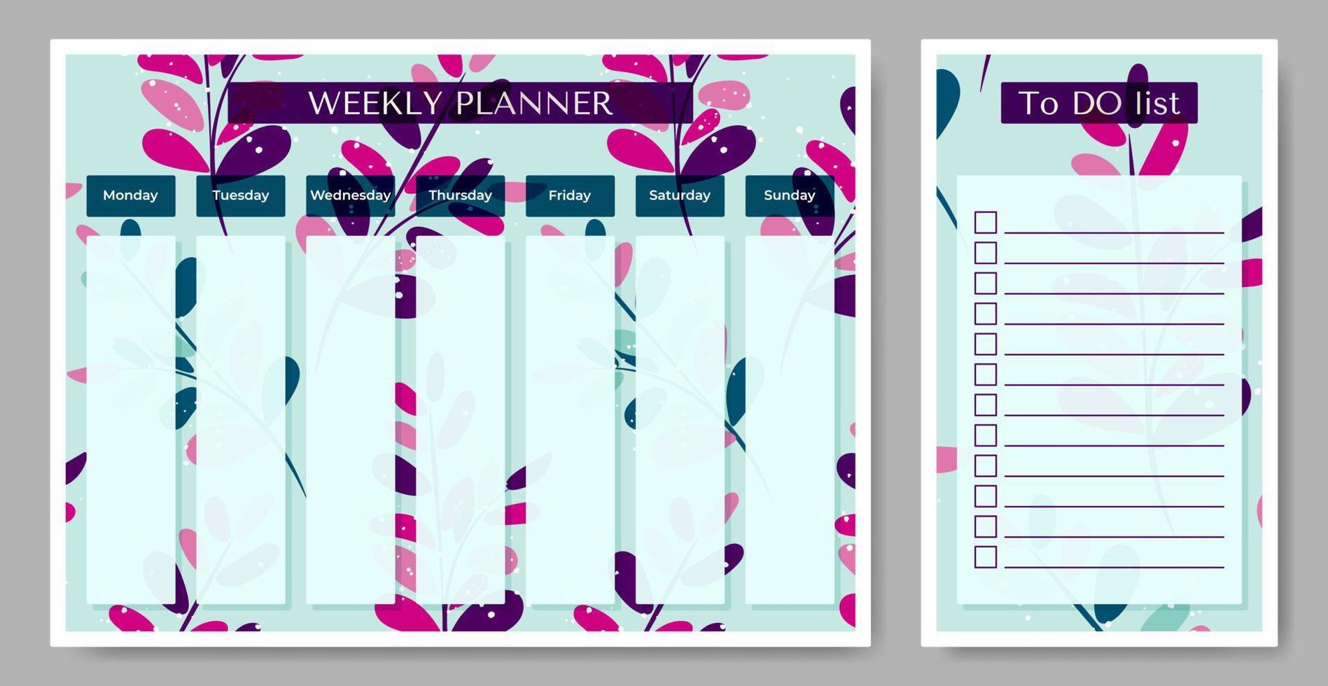 wekelijks ontwerper met naar Doen lijst Aan hand- getrokken bloemen achtergrond. vector illustratie. ontwerper voor bedrijven en privaat gebruiken.