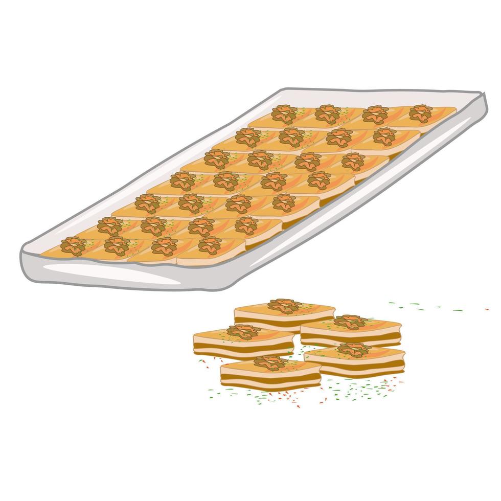 toetje cakes gebakjes thee snoepgoed oosters. tekening illustratie voor de menu. vector