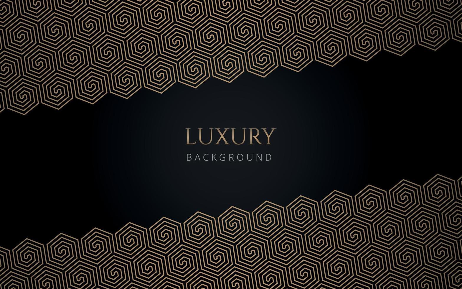 luxe abstract zwart en goud zeshoek patroon. formeel premie achtergrond sjabloon nuttig voor uitnodiging ontwerp, geschenk kaart, bon, geschenk coupon, vip uitnodiging. elegant meetkundig zeshoekig achtergrond. vector