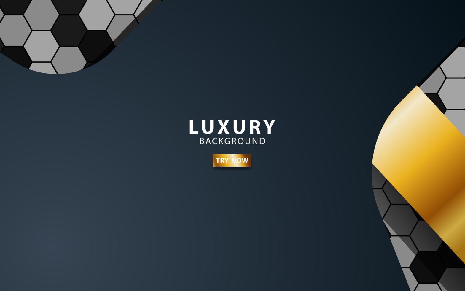 luxe premie zwart en goud overlappen lagen achtergrond banier ontwerp. realistisch gouden licht effect Aan getextureerde zeshoek achtergrond. vector