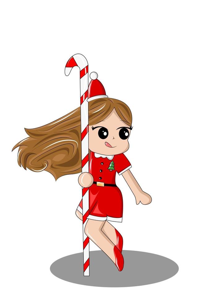 meisje met kerst candy cane vector