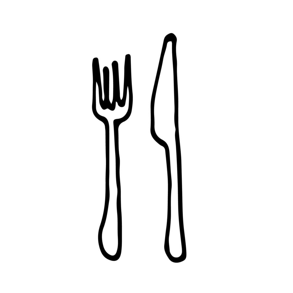 vork en lepel in tekening stijl. hand- getrokken vector illustratie bestek reeks