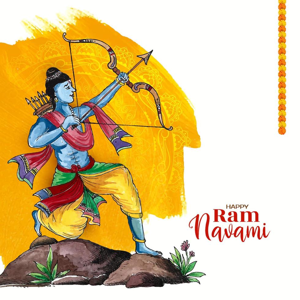 gelukkig RAM navami festival viering groet kaart ontwerp vector