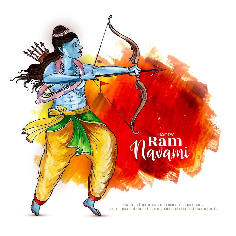 gelukkig RAM navami traditioneel Indisch festival viering kaart ontwerp vector