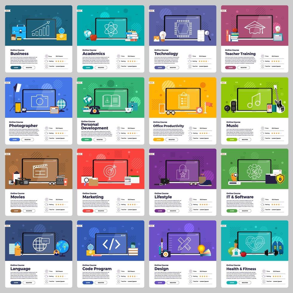 online onderwijs. e-learningcursus studeren vanuit huis vector