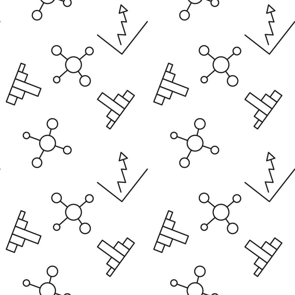 naadloos patroon van kaart, vooruitgang bar, groei tabel is gemaakt van lijn pictogrammen vector