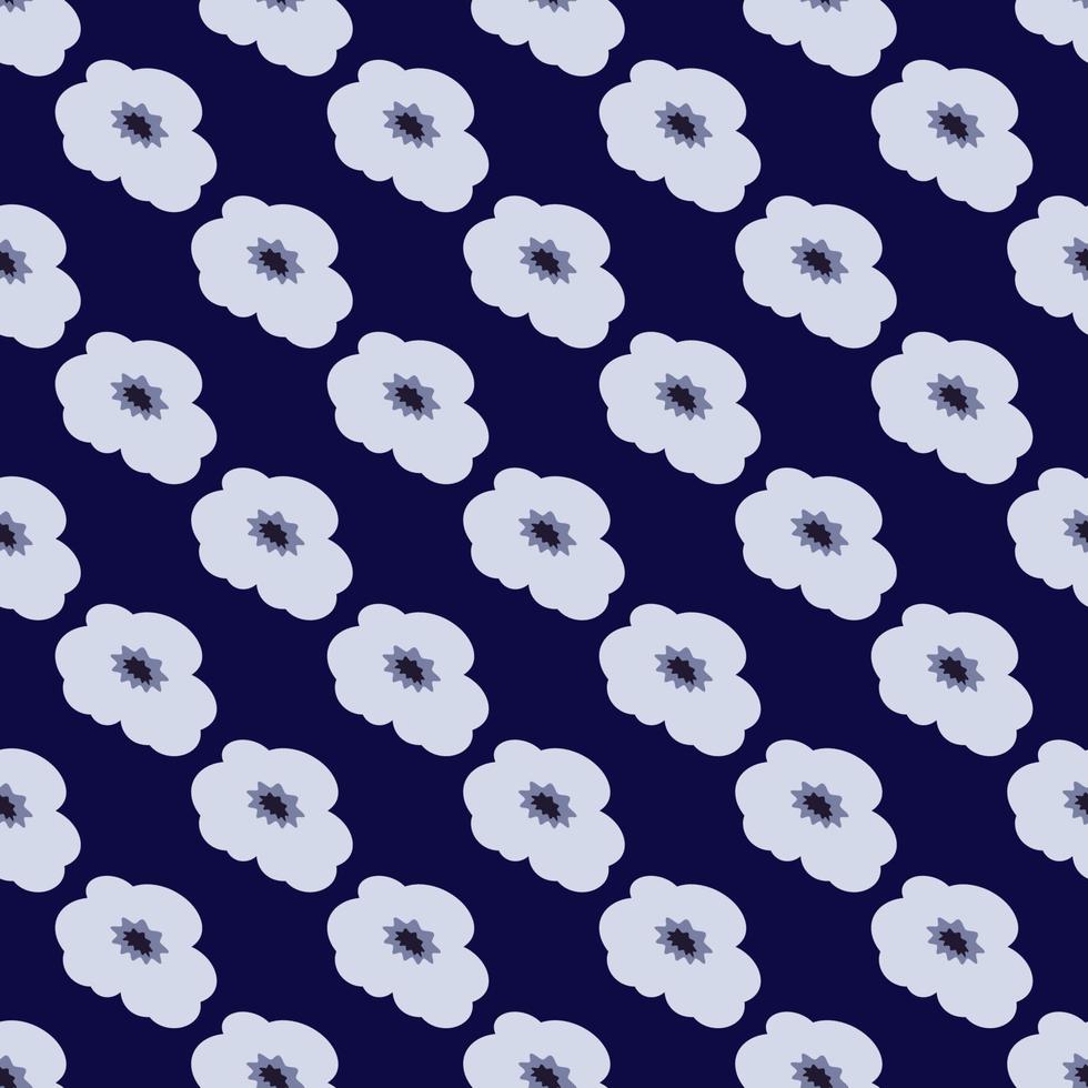 vector naadloos patroon van grijs bloemen Aan donker blauw achtergrond