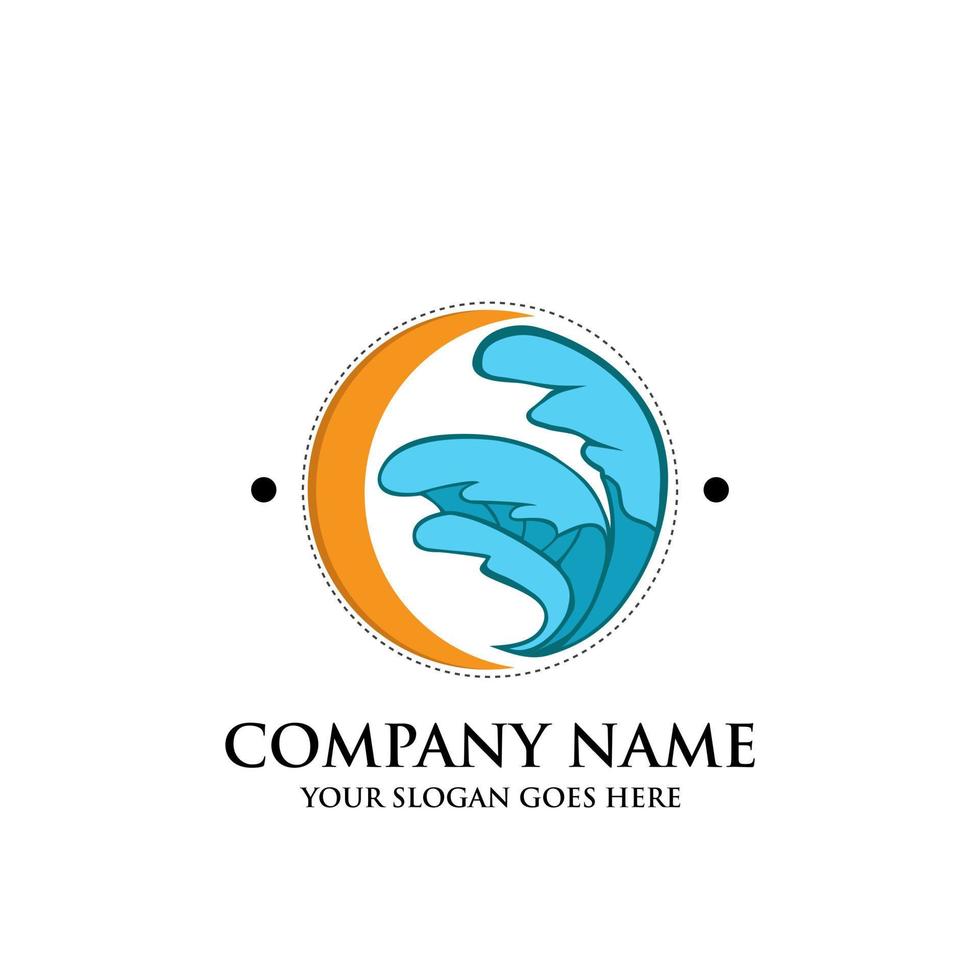 maan strand logo ontwerp, creatief reizen logo inspiratie vector