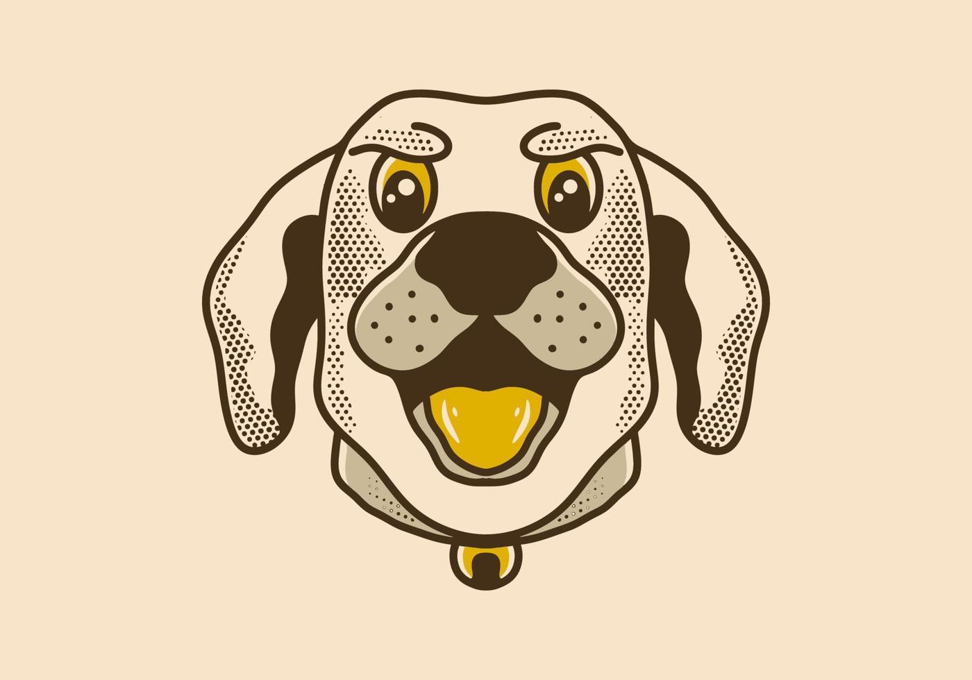 wijnoogst kunst illustratie van hond hoofd met Open mond vector