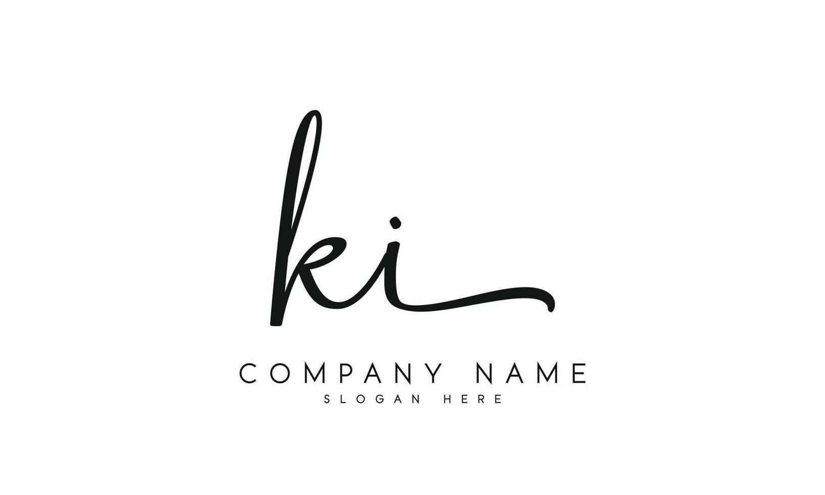 handschrift handtekening stijl brief ki logo ontwerp in wit achtergrond. pro vector. vector