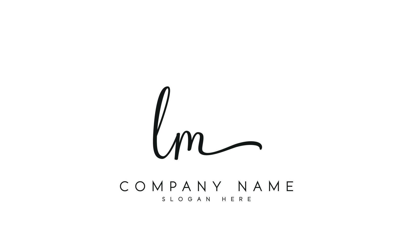 handschrift handtekening stijl brief lm l m logo ontwerp in wit achtergrond. pro vector