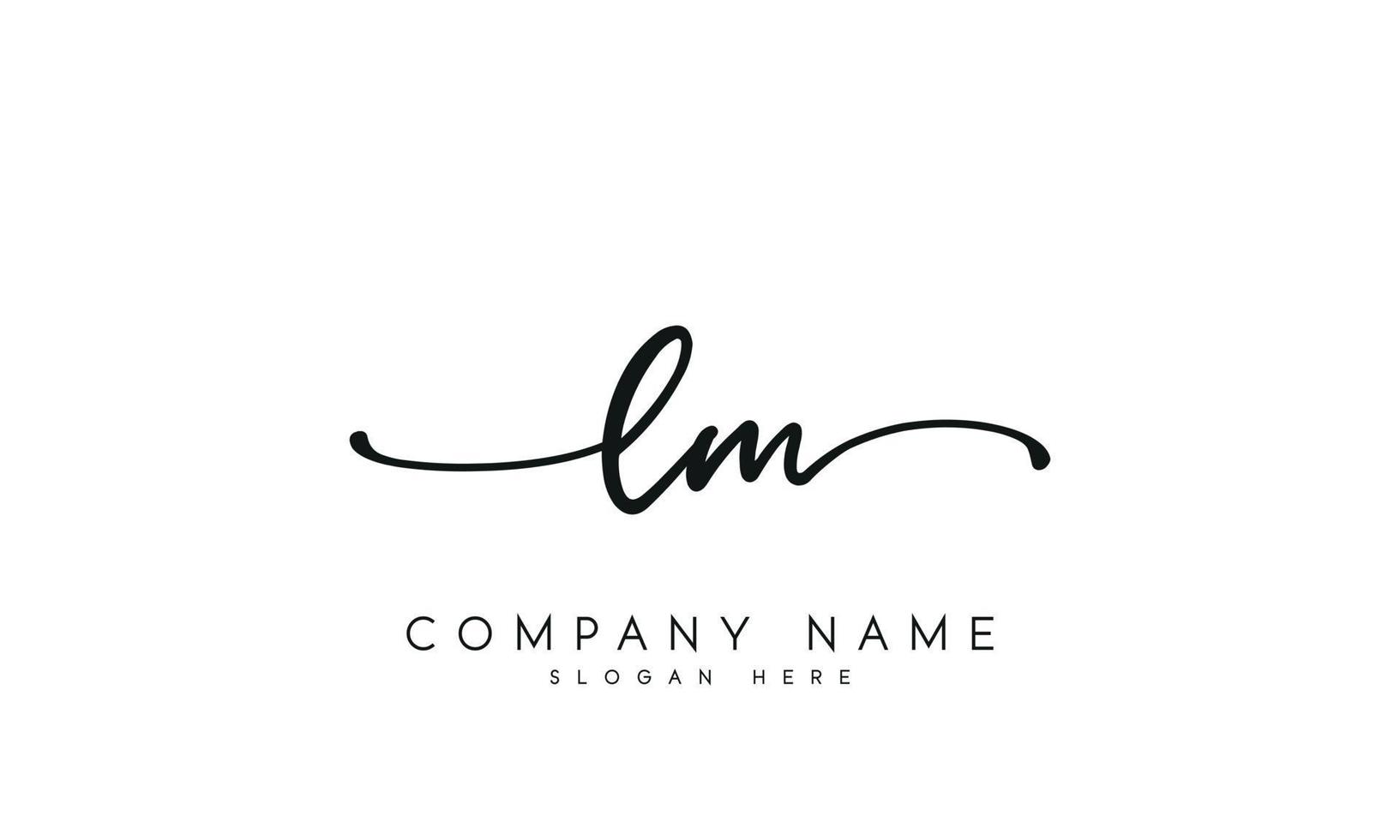 handschrift handtekening stijl brief lm l m logo ontwerp in wit achtergrond. pro vector