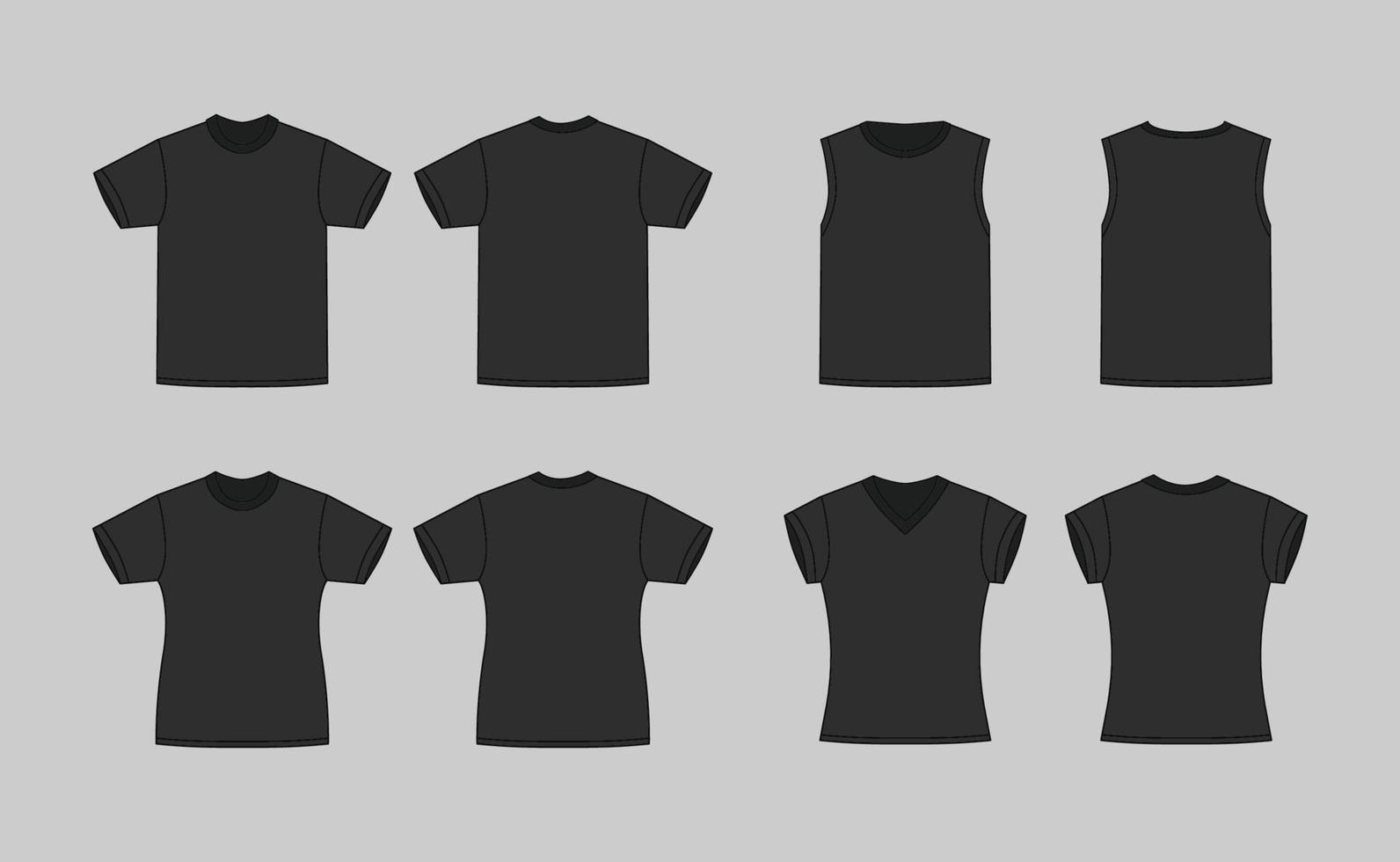 zwart t-shirt met schets voor mannen en Dames vector