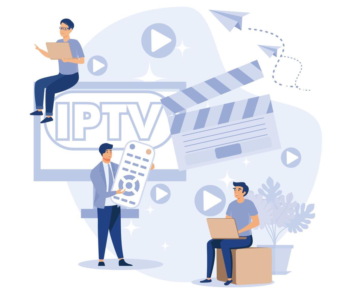 iptv concept. internet protocol televisie. slim multimedia technologie.plat vector modern illustratie