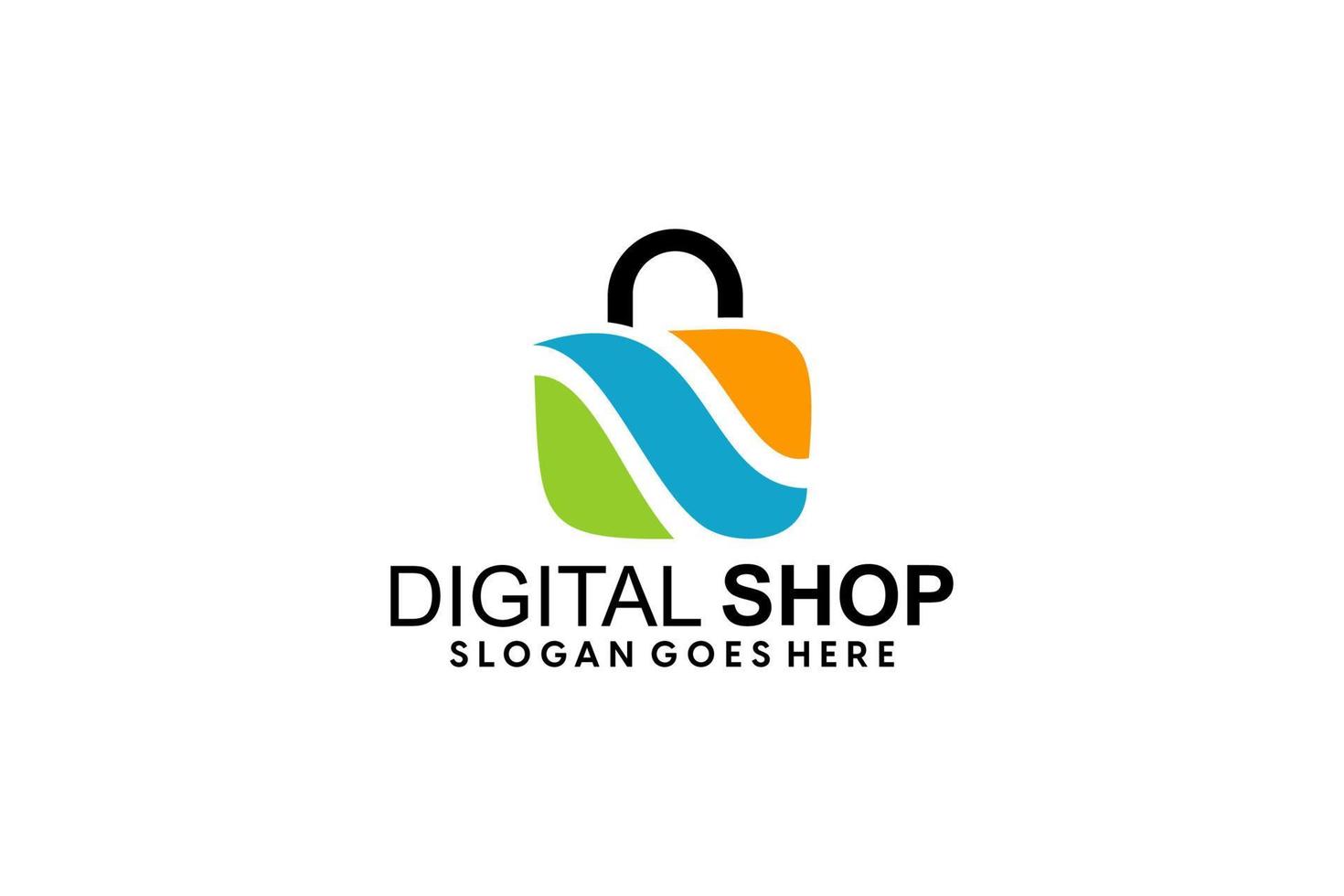 abstract modern ecommerce logo ontwerp kleurrijk helling boodschappen doen zak logo sjabloon vector