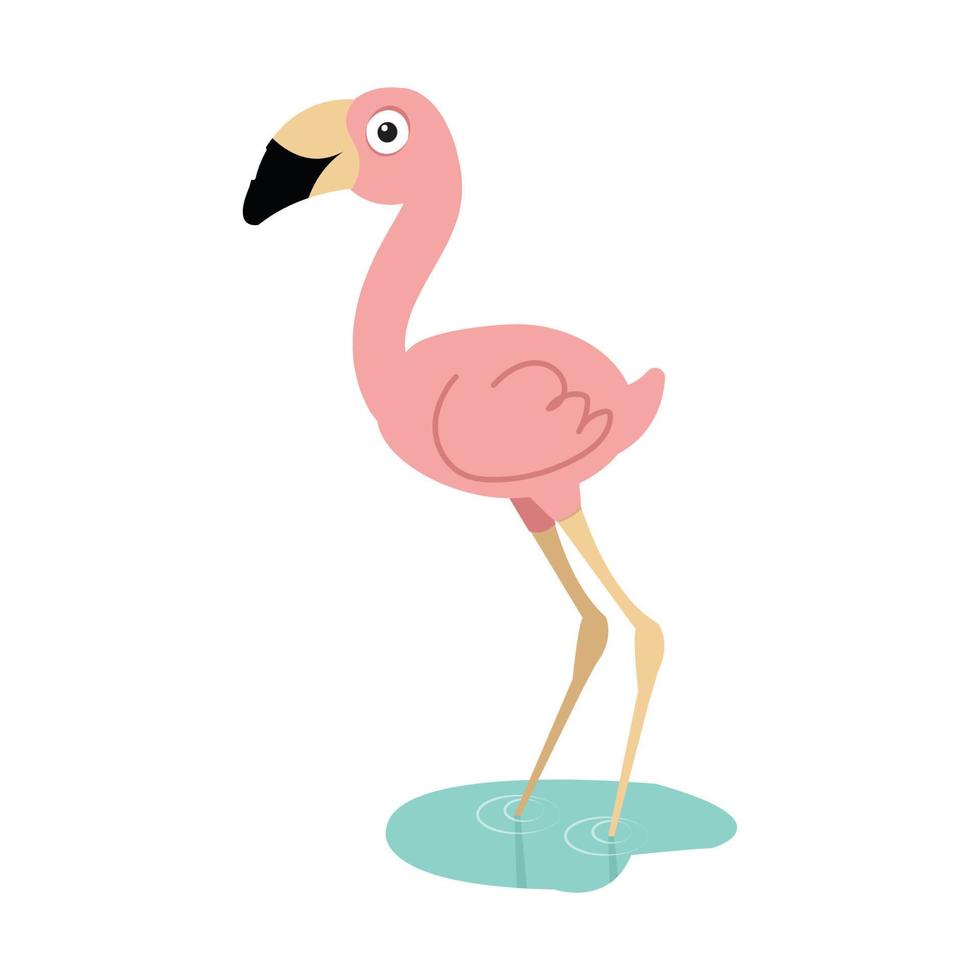 schattig flamingo tekenfilm vlak dier vector