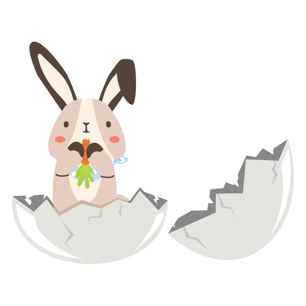 schattig konijn in ei vector tekenfilm