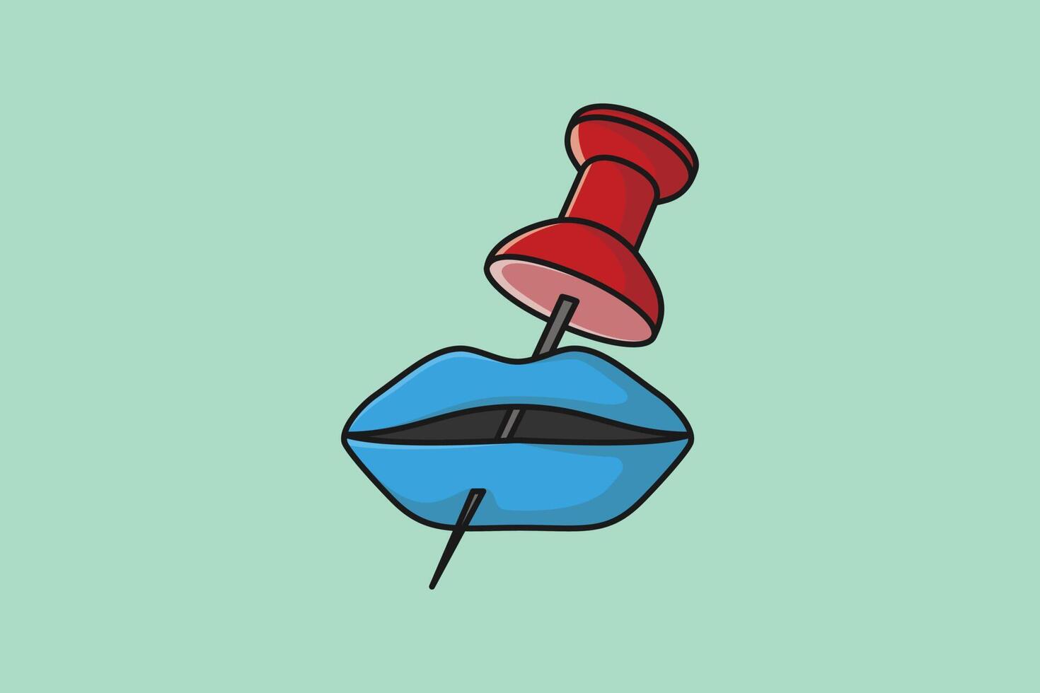 rood Duwen pin in Dames lippen vector illustratie. vrouwen rechten concept. gelukkig Dames dag vector concept. niet doen spreken of stil teken illustratie.