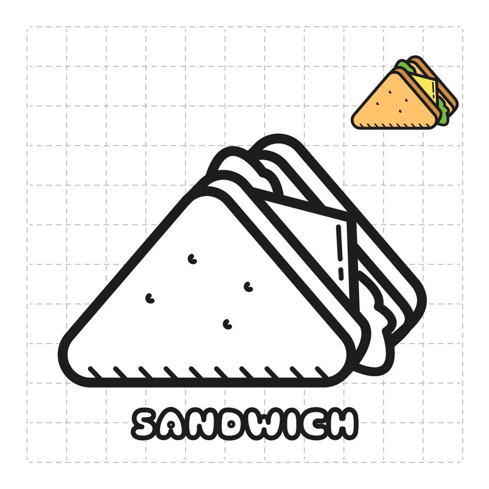 kinderen kleur boek voorwerp. voedsel serie - Sandwich. vector